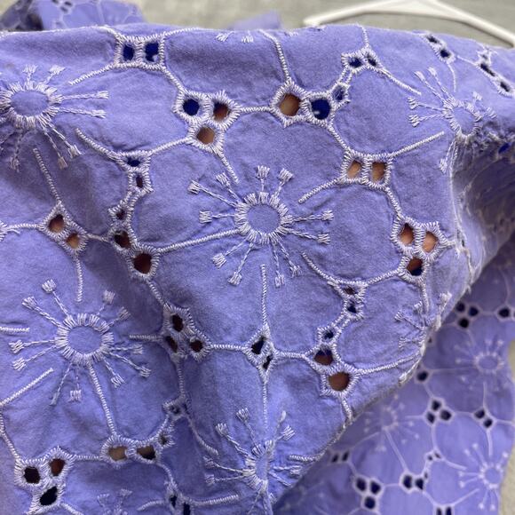 Fresh Produce Cover Up Dress Womens M Periwinkle Floral Eyelet Cotton Swim Beach - Picture 7 of 7